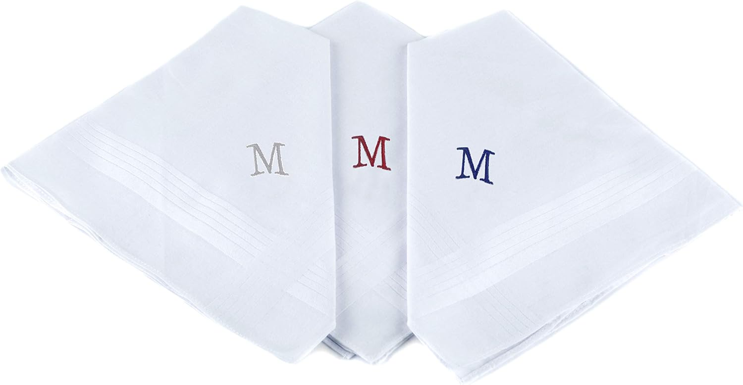Monogrammed Handkerchief - Initial Handkerchief for Men, Monogrammed Boxed
