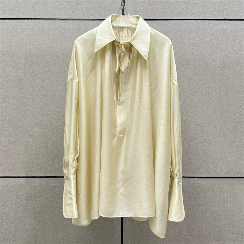 Women's shirt 2026 summer new  - Satin Bow Tie 리뷰 및 가격