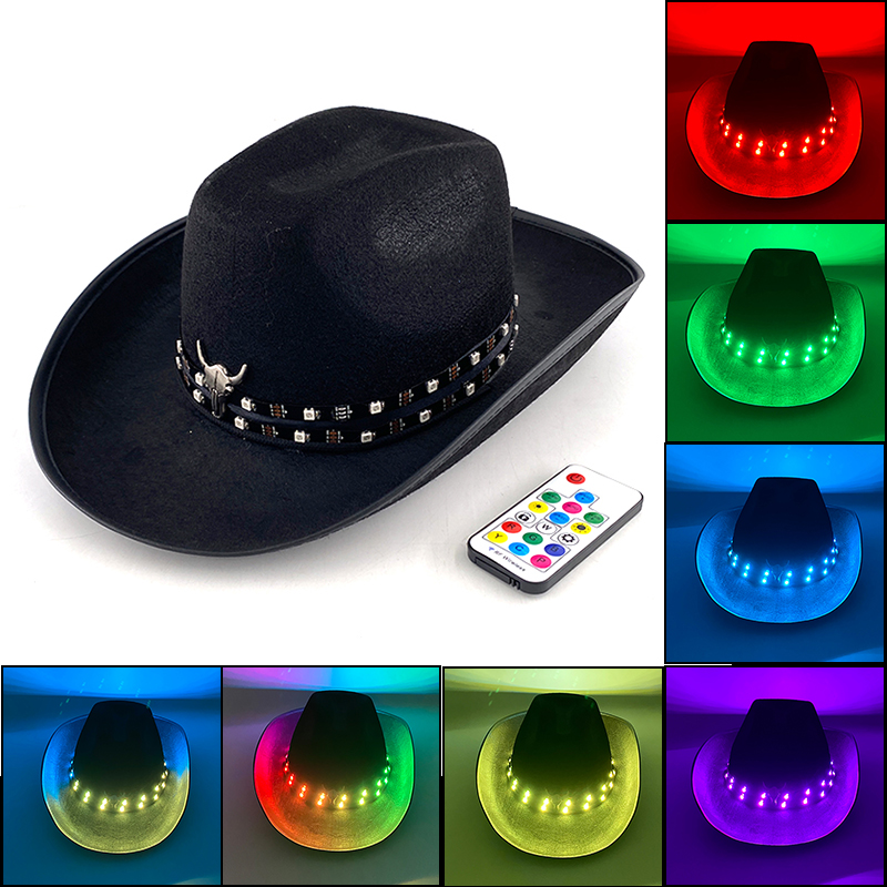 Remote Control LED Cowboy Hat  - Men'S Formal Wear For Graduation 리뷰 및 가격