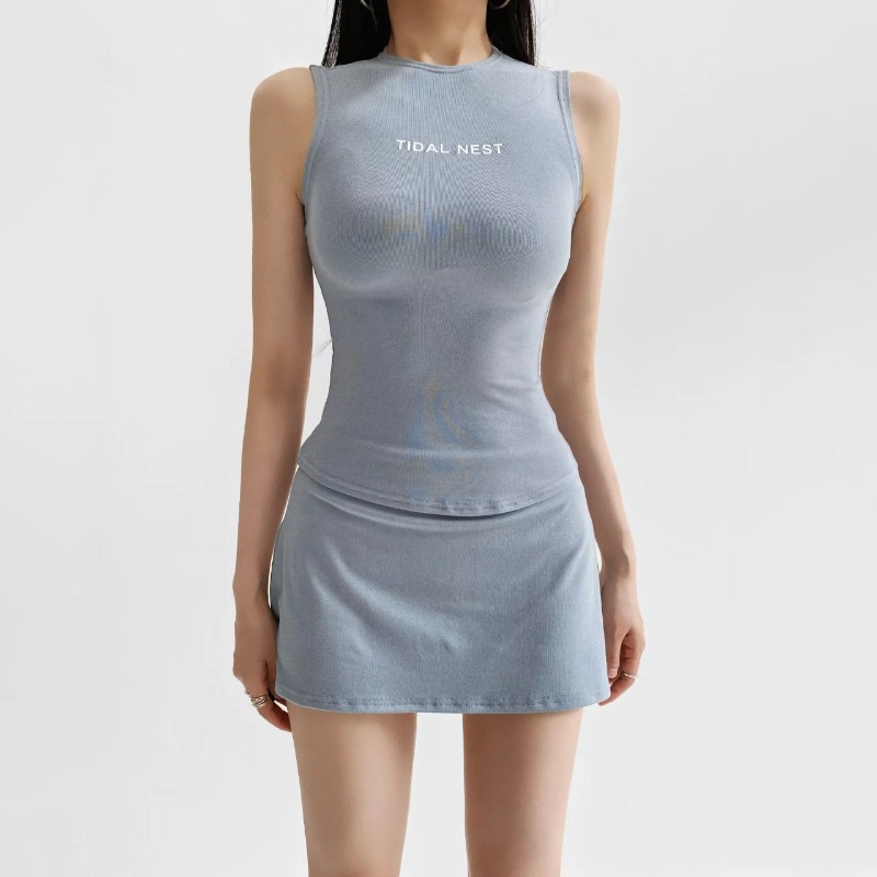 New Letter Printed Round Neck  - Slim Fit Suit Set 리뷰 및 가격