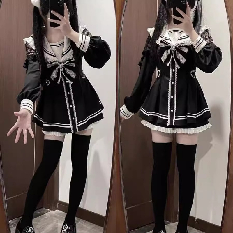 Jirai Kei Sailor Black Dress L - Slim Fit Suit Set 리뷰 및 가격