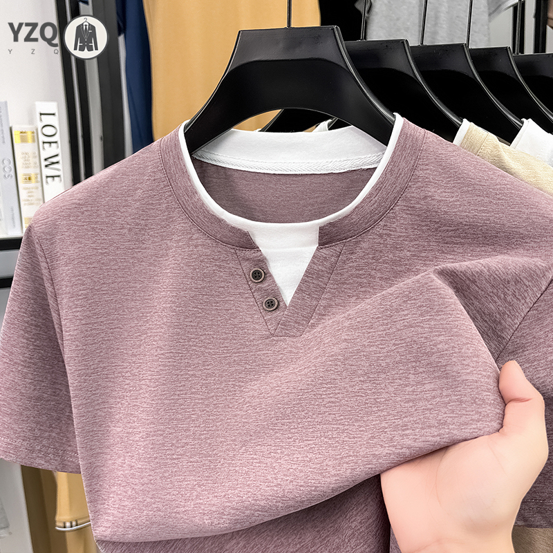 Mens Short Sleeve T Shirt Henl - Slim Fit Suit Set 리뷰 및 가격