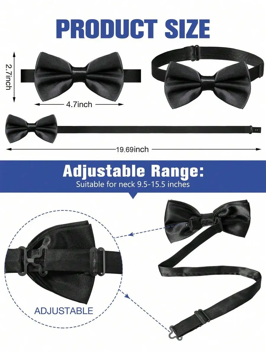 Mens Solid Color Satin Pre-Tie - Satin Bow Tie 리뷰 및 가격